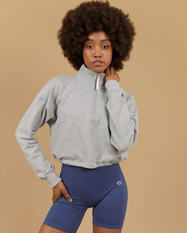 HALF ZIP CROP SWEATSHIRT